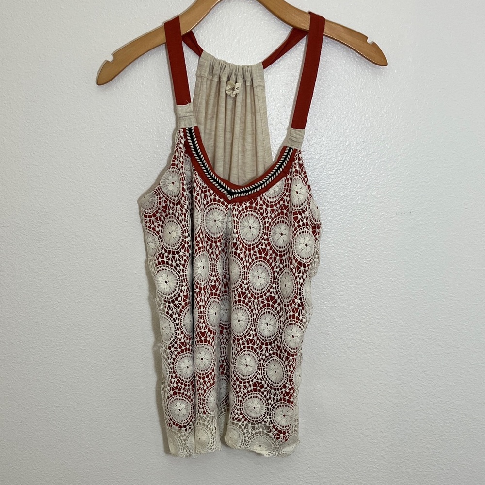 Rewind Rust Cream Lace Tank Top